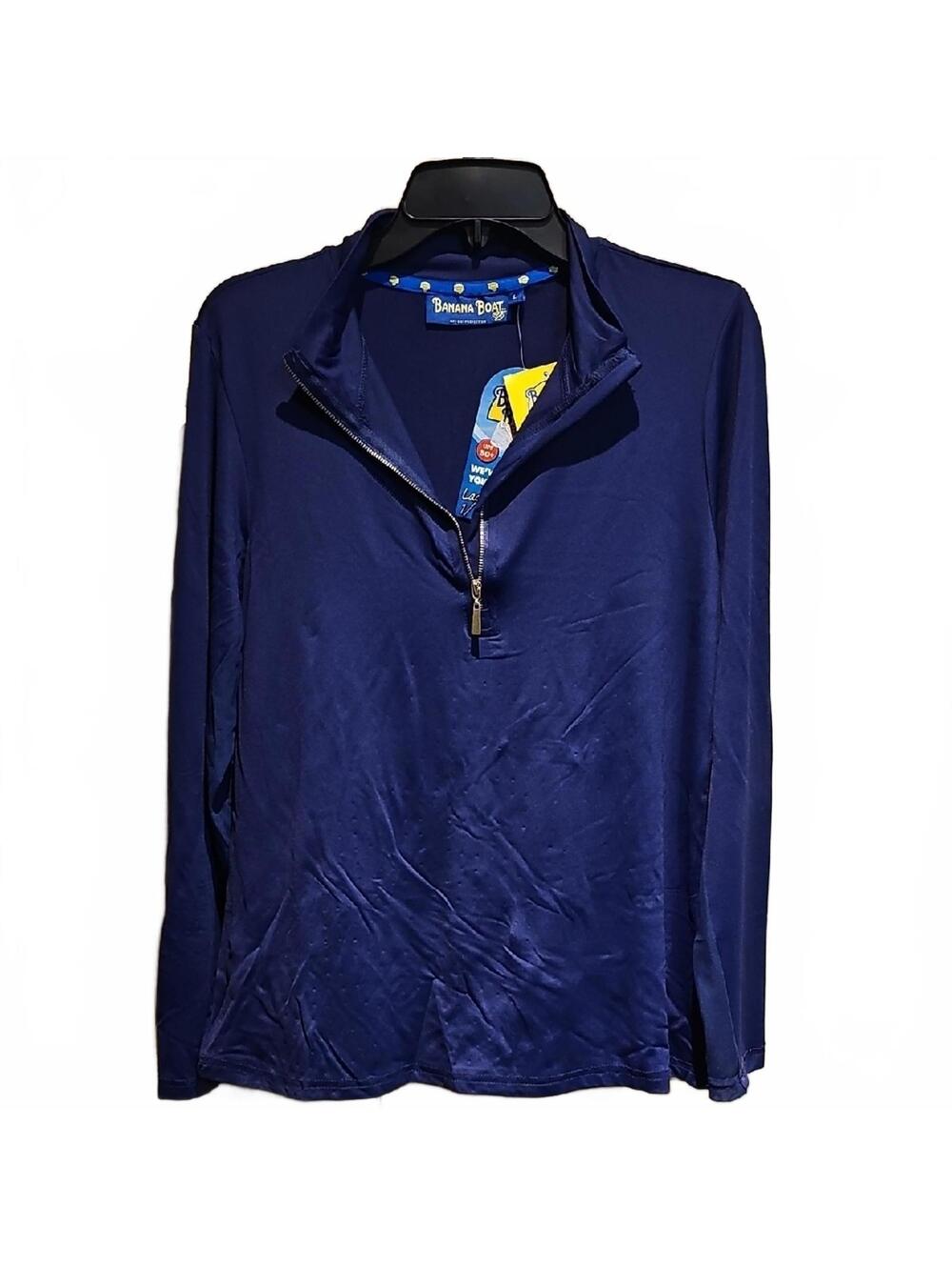 Banana Boat Navy Blue 1/4 Zip Polo Sun Protection Shirt Size L